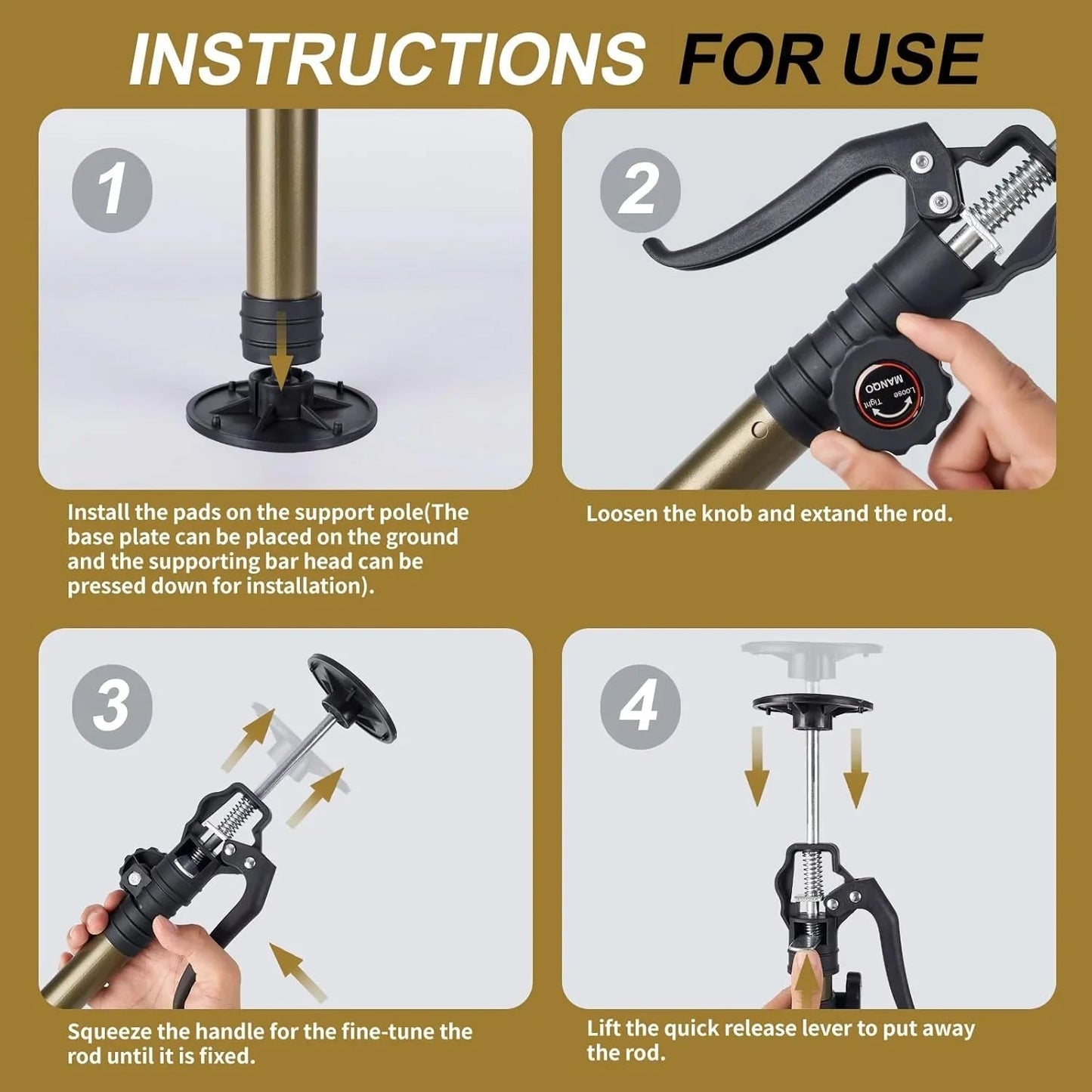 MANQO Adjustable Cabinet Jack Support Pole Set 49–110cm – 2 Piece 3rd Hand Support System